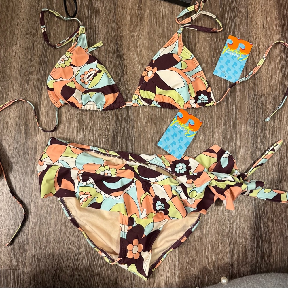 Floral Bikini Set with Tie Straps